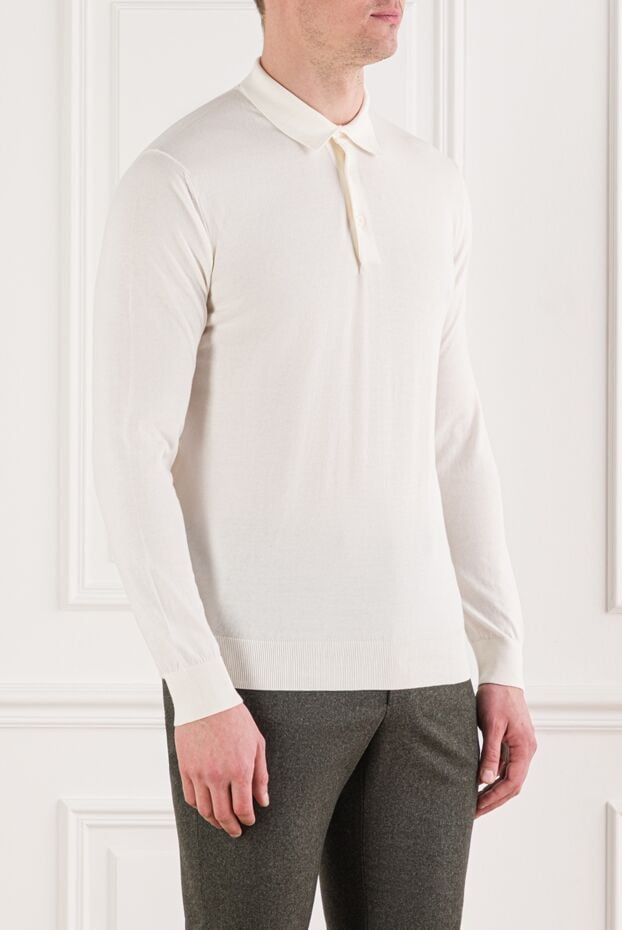 Cesare di Napoli men's white long sleeve polo shirt 192479 - photo 3