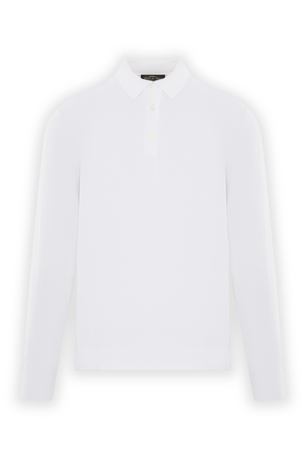 Cesare di Napoli men's long sleeve polo shirt in soft white cotton 192481 - photo 1