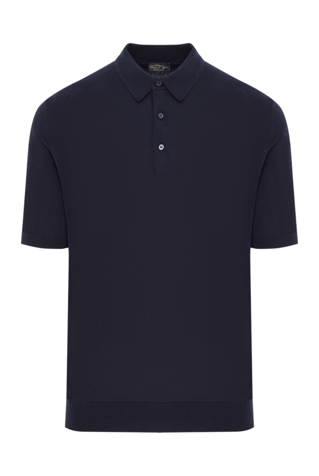 Men's Navy Blue Cotton Button Down Polo Shirt - photo 1