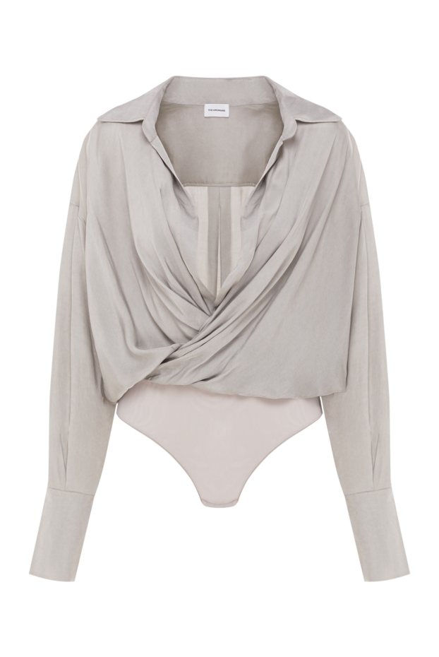 The Andamane gray wrap-front bodysuit with polo collar 192519 - photo 1