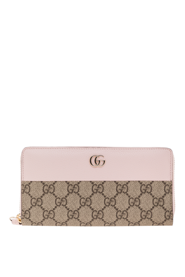 Gucci two-tone pink leather and gg supreme canvas zip-up wallet 192540 - photo 1