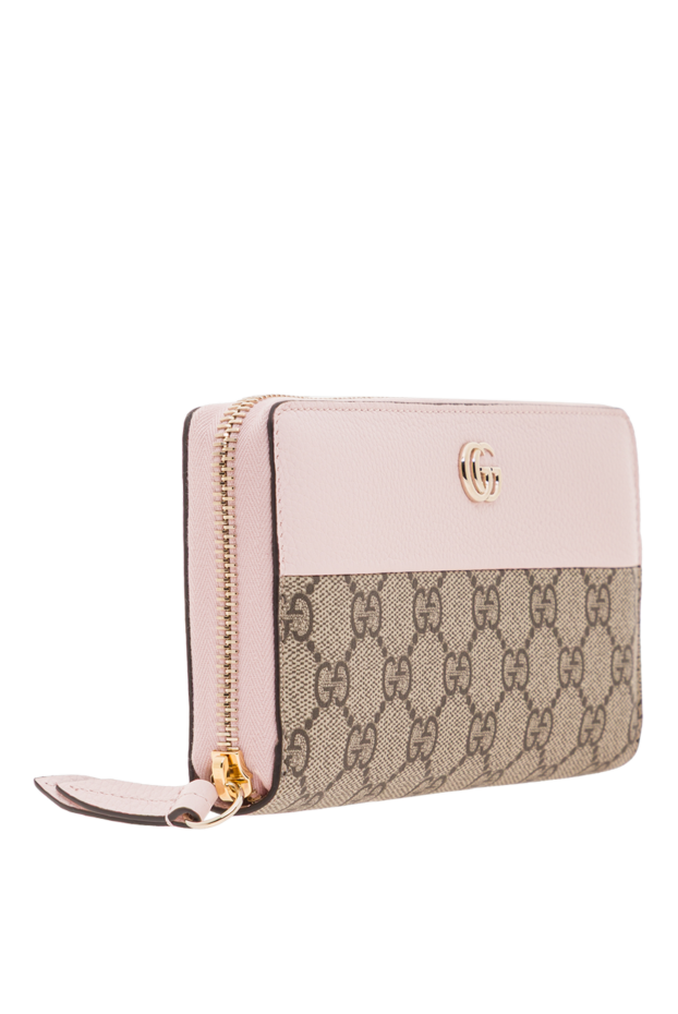 Gucci two-tone pink leather and gg supreme canvas zip-up wallet 192540 - photo 3