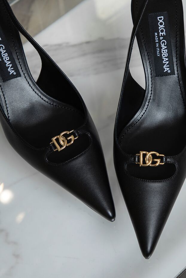 Dolce & Gabbana lollo black silk nappa leather slingback shoes 192563 - photo 3