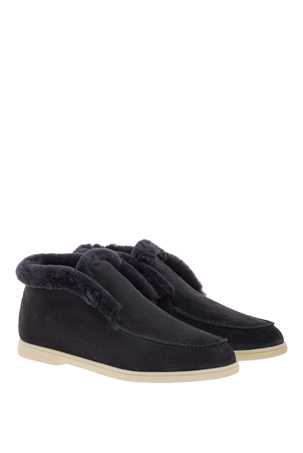 Fleur de Paris blue suede desert boots with fur lining 192584 - photo 3