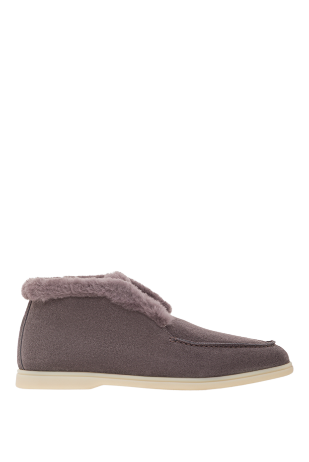 Gray suede desert boots with fur lining - photo 1