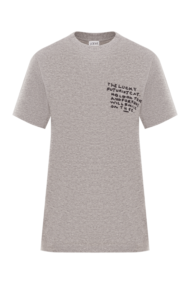 Loewe a gray, straight-cut t-shirt made of lightweight cotton with embroidered lettering. 192625 - photo 1