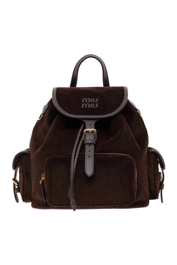 Miu Miu brown corduroy backpack with a flap closure 192629 - photo 1