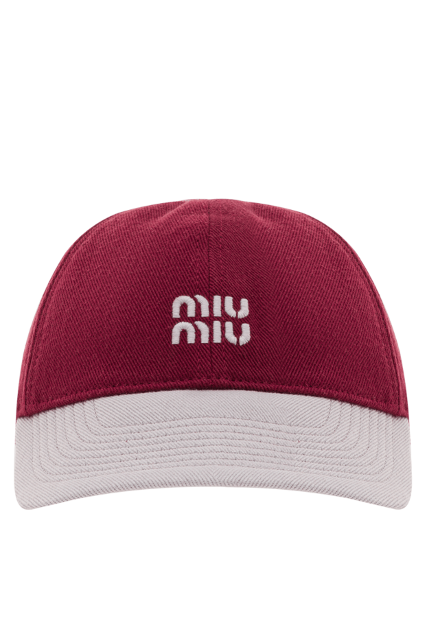 Miu Miu women's cap made of burgundy cotton with a contrasting light visor 192630 - photo 1