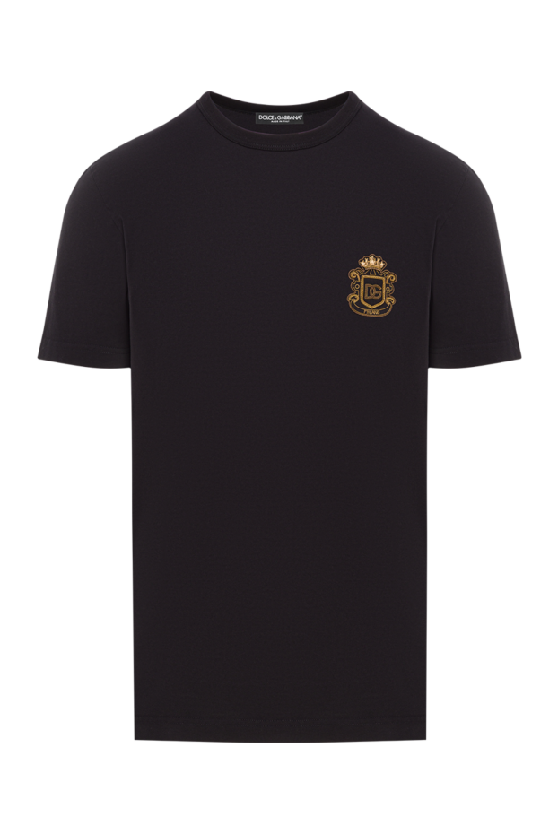 Dolce & Gabbana black men's cotton t-shirt with coat of arms embroidery 192659 - photo 1