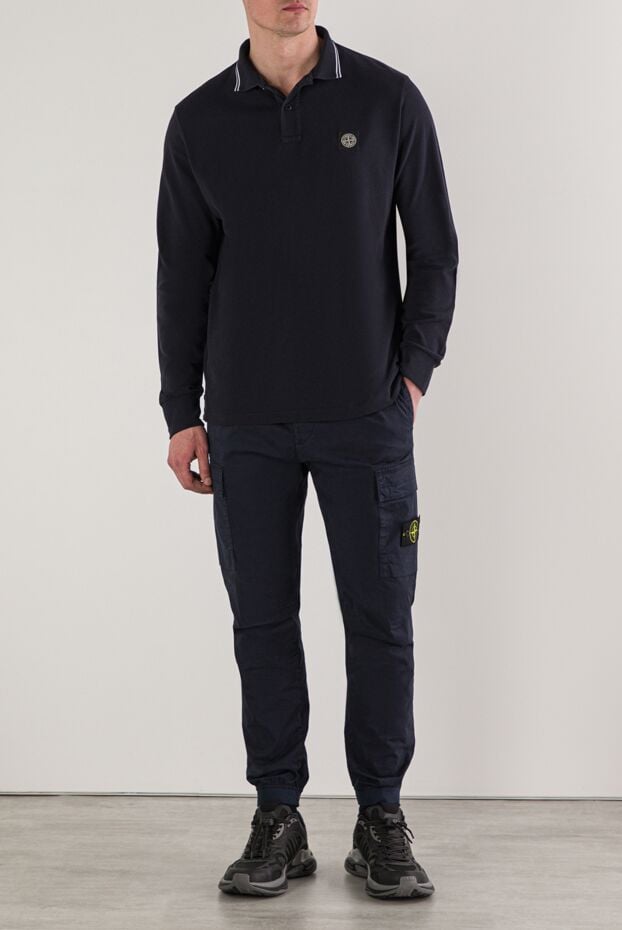 Stone Island long sleeve polo shirt made of organic cotton pique in blue 192671 - photo 2
