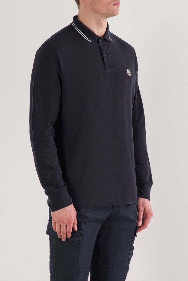 Stone Island long sleeve polo shirt made of organic cotton pique in blue 192671 - photo 3