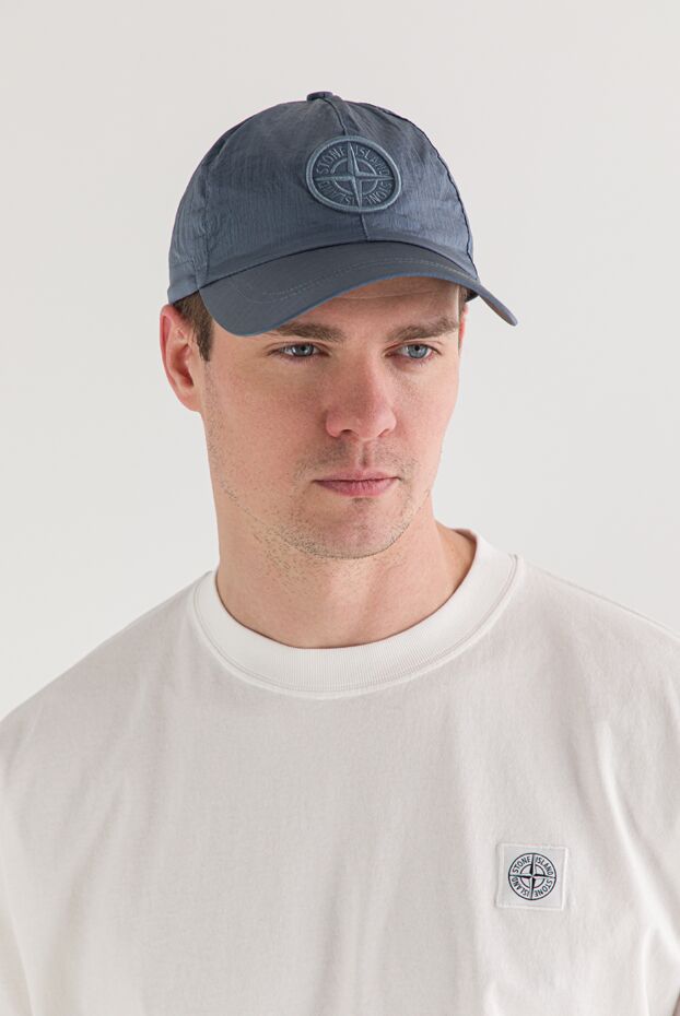 Stone Island blue and gray six-piece baseball cap with embossed compass embroidery 192687 - photo 3