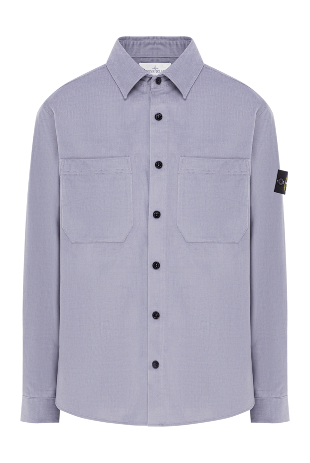 Stone Island light blue cotton microcorduroy shirt-jacket 192694 - photo 1
