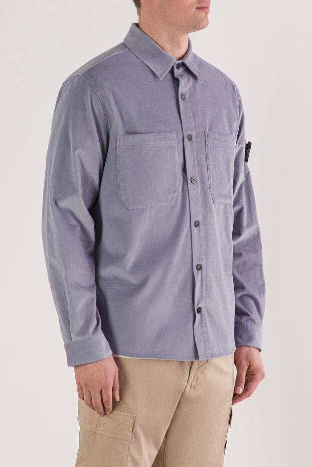 Stone Island light blue cotton microcorduroy shirt-jacket 192694 - photo 3