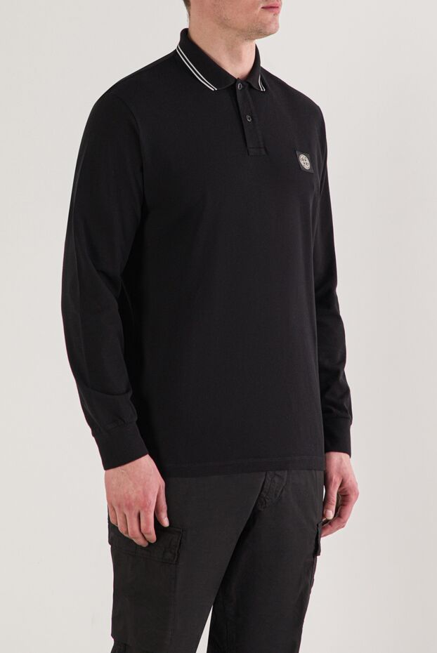 Stone Island black long sleeve polo shirt made of organic cotton pique 192695 - photo 3
