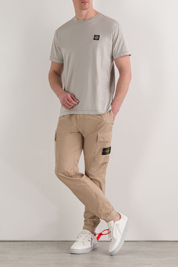 Stone Island футболка серого цвета с короткими рукавами из хлопкового трикотажа 192698 - фото 2