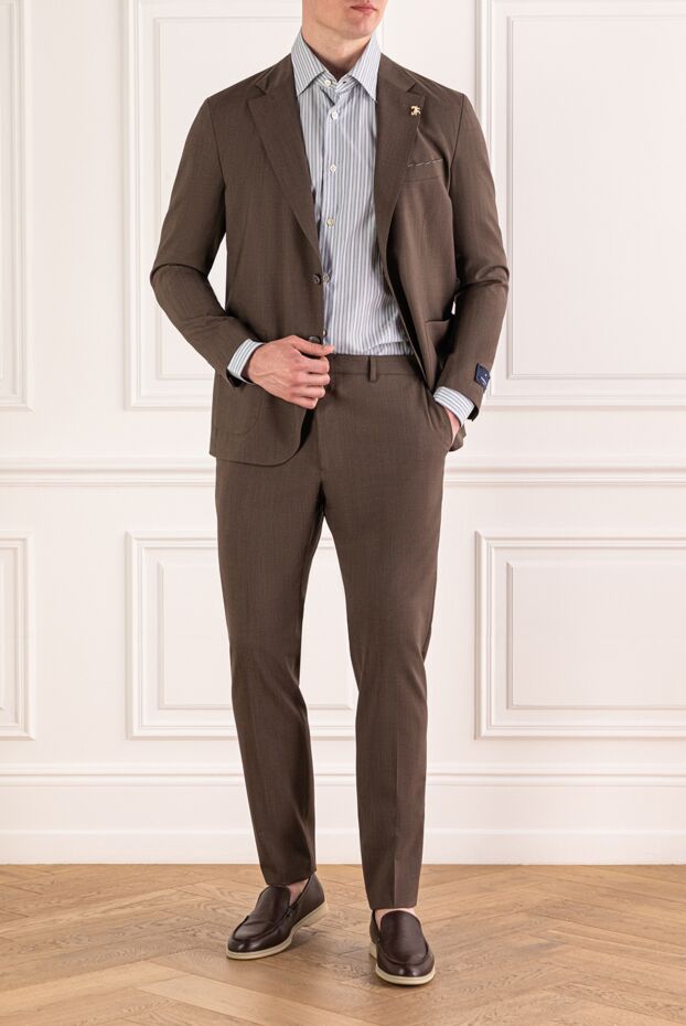 Tombolini men's brown single-breasted lightweight wool suit 192732 - photo 2