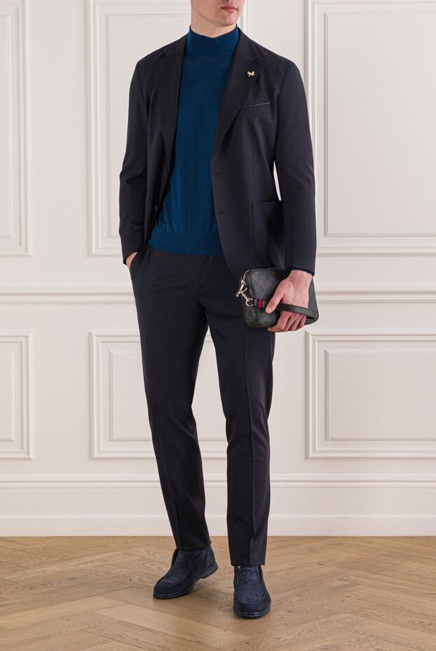 Tombolini men's single-breasted wool suit in deep navy blue 192734 - photo 2