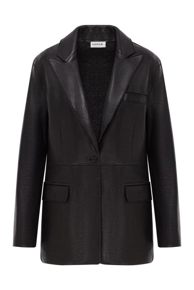 P.A.R.O.S.H. women's black button-down genuine leather blazer 192747 - photo 1