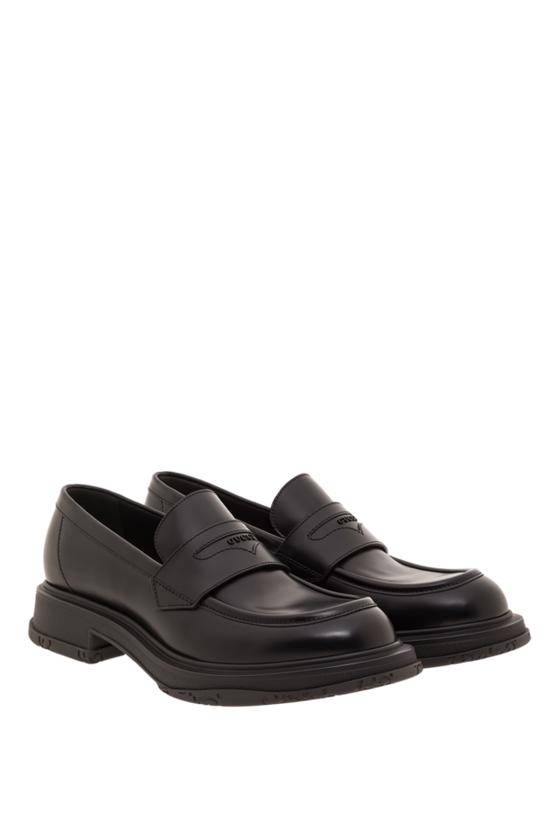 Gucci black leather penny loafers with logo 192750 - photo 3