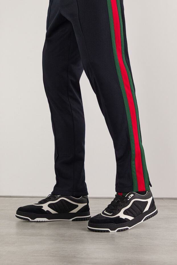 Gucci men's re-web sneakers in black textile and leather 192754 - photo 2