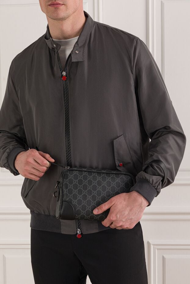 Gucci small gg monogram fabric shoulder bag in black 192766 - photo 2