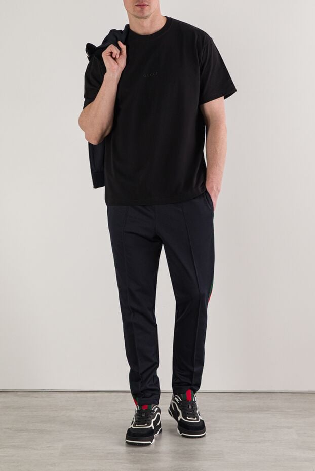 Gucci oversized black cotton t-shirt with embroidered logo 192772 - photo 2