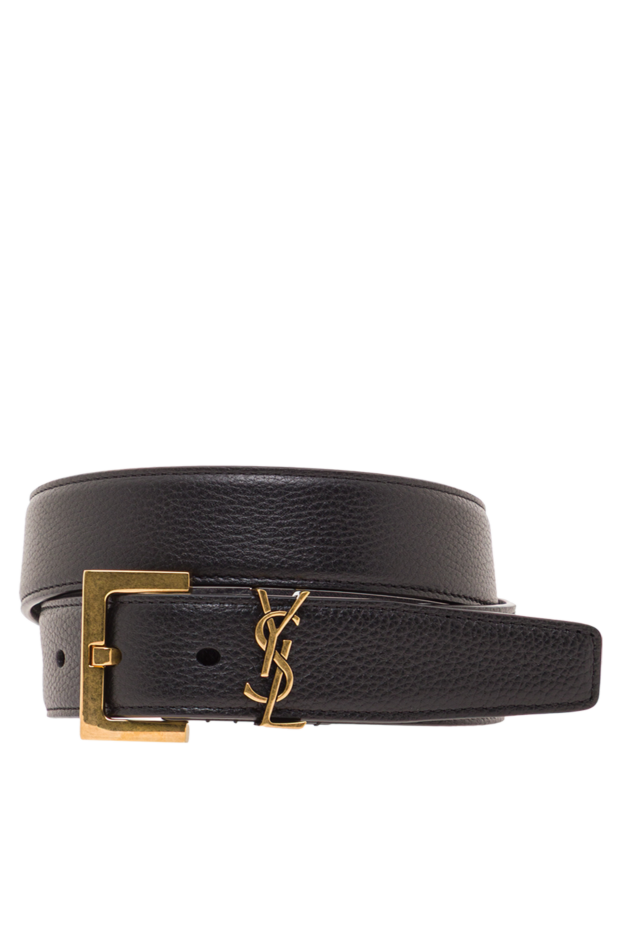 Saint Laurent cassandre women's belt in black textured leather with a gold-tone buckle 192794 - photo 1