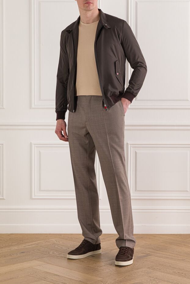 Kiton men's brown bomber jacket with a stand-up collar 192801 - photo 2