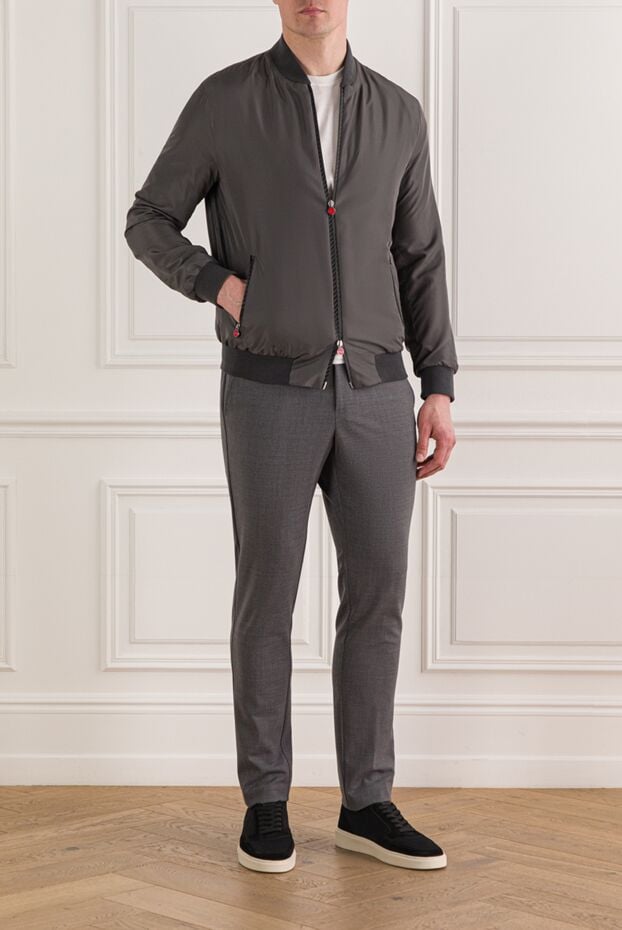 Kiton men's grey bomber jacket with branded red pullovers 192803 - photo 2