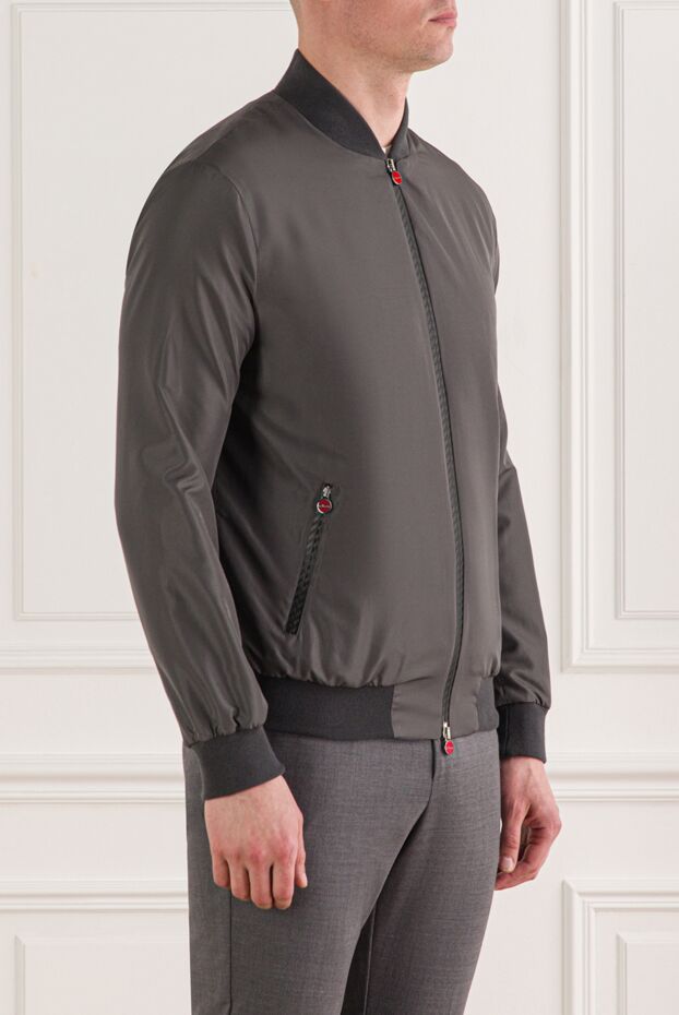 Kiton men's grey bomber jacket with branded red pullovers 192803 - photo 3