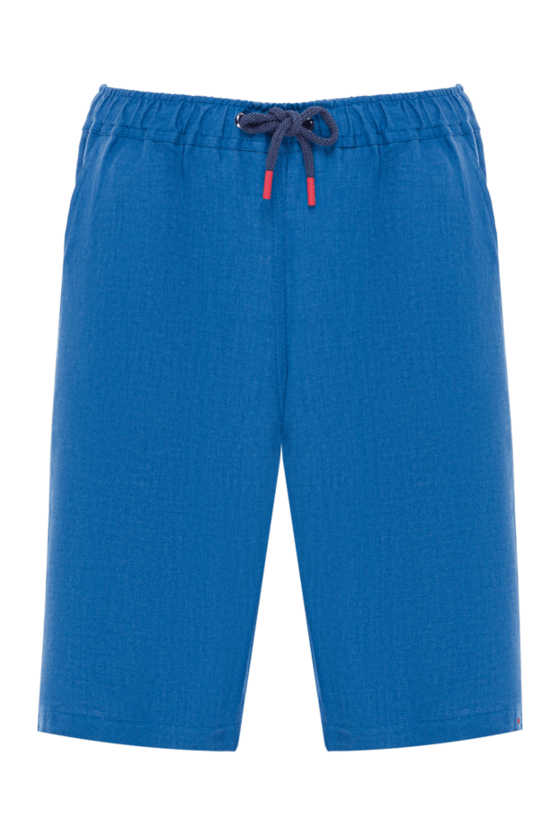 Kiton men's blue linen shorts with elastic drawstring waistband 192815 - photo 1