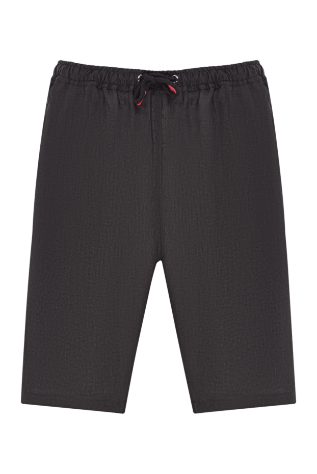 Kiton black linen shorts with elastic drawstring waistband 192817 - photo 1