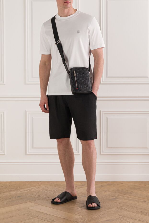 Kiton black linen shorts with elastic drawstring waistband 192817 - photo 2
