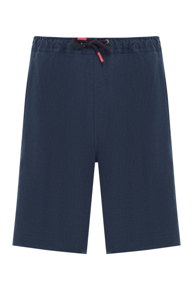 Kiton blue linen shorts with elastic drawstring waistband 192818 - photo 1