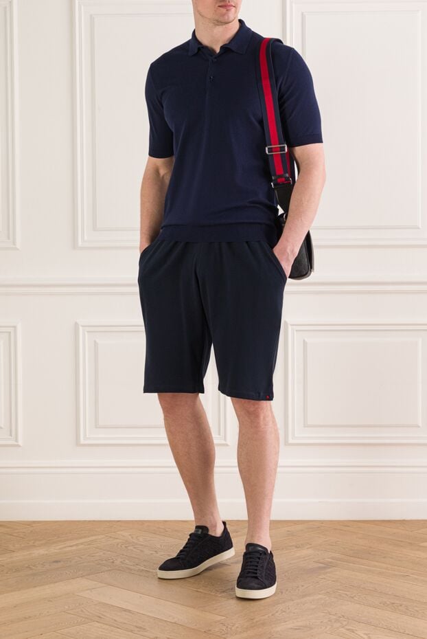 Kiton men's dark blue shorts made of soft stretch cotton jersey 192821 - photo 2