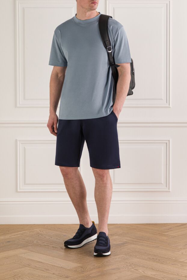 Kiton lightweight men's straight-cut shorts in blue 192822 - photo 2