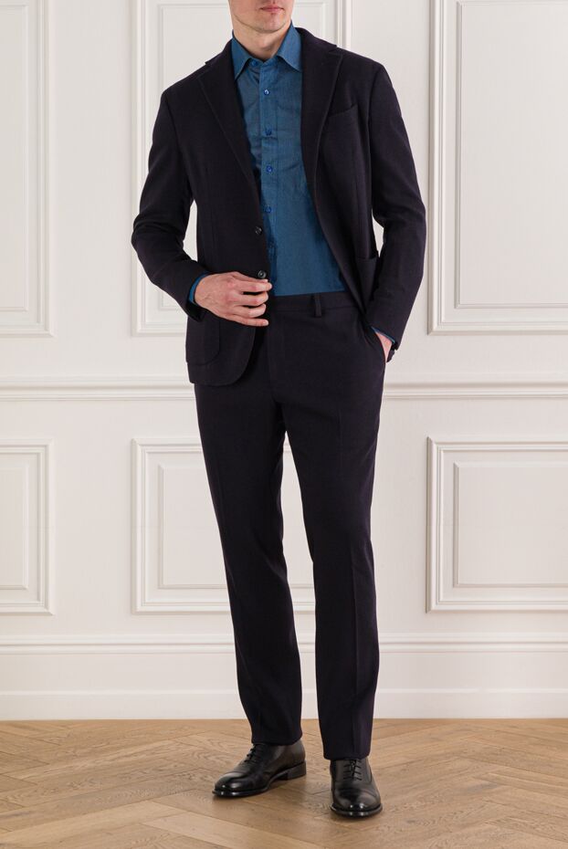 Kired men's classic dark blue suit made of wool and cashmere 192831 - photo 2
