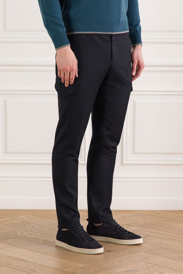 Berwich men's dark blue cargo pants with elastic waistband 192838 - photo 3