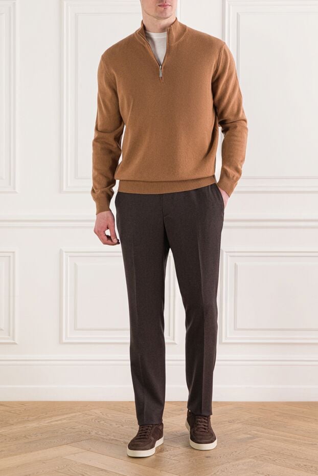 Berwich men's brown trousers with an elastic waistband and adjustable drawstring 192842 - photo 2