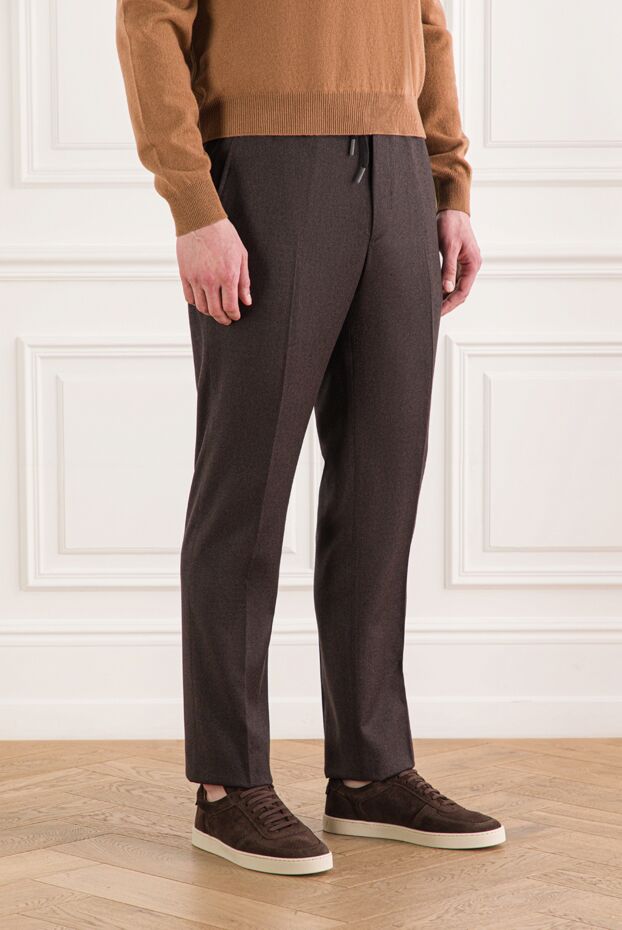 Berwich men's brown trousers with an elastic waistband and adjustable drawstring 192842 - photo 3