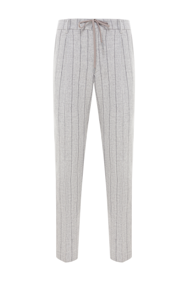 Berwich men's gray wool trousers with a striped pattern 192843 - photo 1