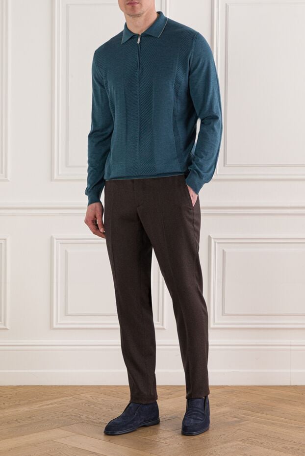 Berwich classic wool trousers with elastic waistband and drawstring in brown 192844 - photo 2