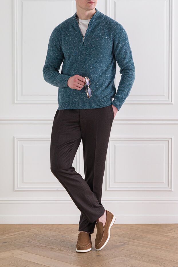 Berwich men's brown wool trousers with elastic waistband 192845 - photo 2