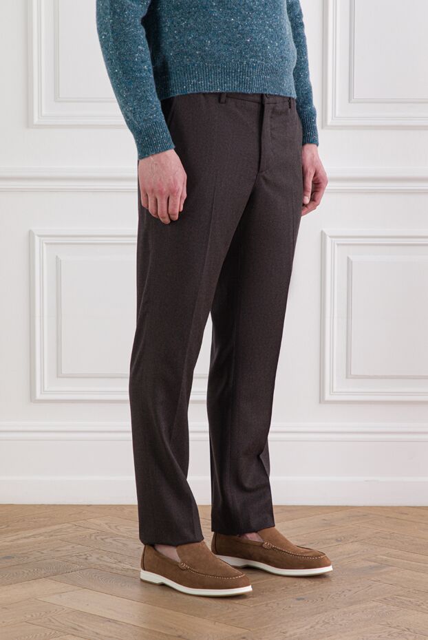 Berwich men's brown wool trousers with elastic waistband 192845 - photo 3