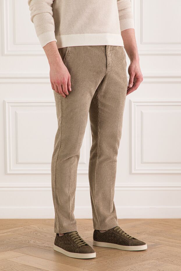 Berwich men's beige corduroy trousers with elastic drawstring waistband 192846 - photo 3