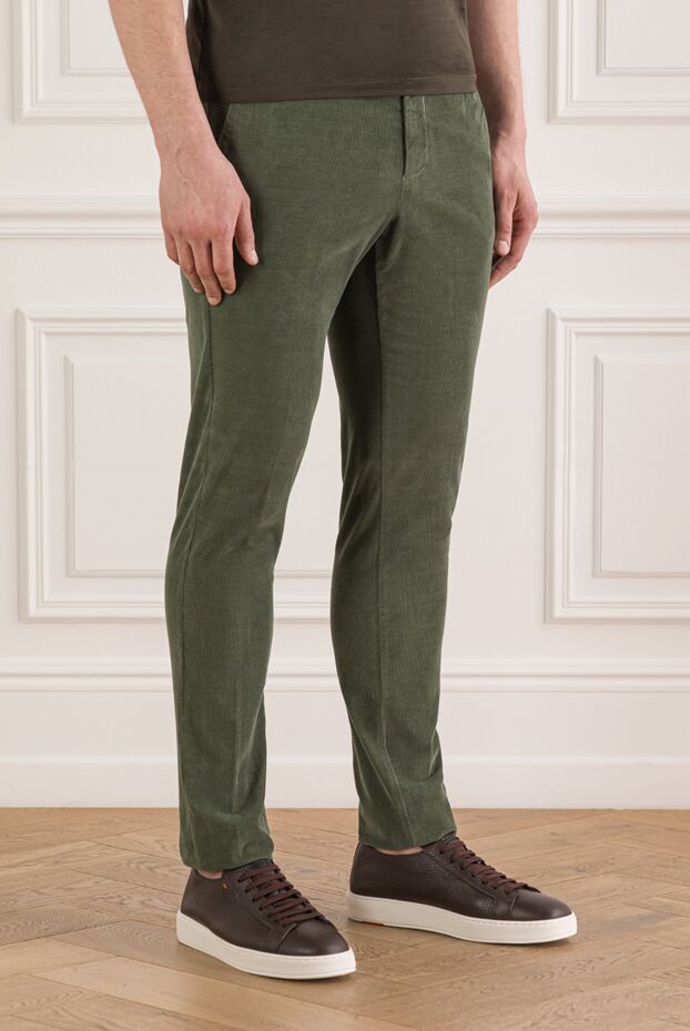 Berwich slim-fit green chinos made from soft textured cotton 192848 - photo 3