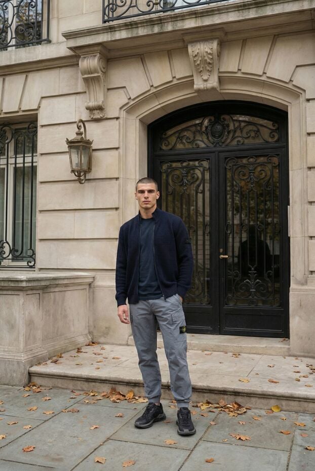 Stone Island a loose-fitting blue zip-up cardigan with pockets. 192880 - photo 2