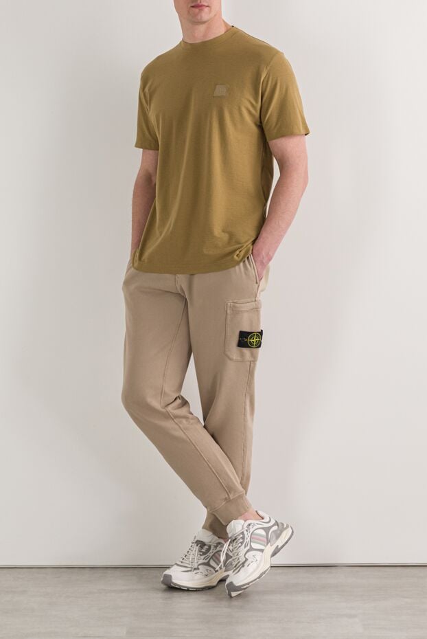Stone Island men's mustard-colored cotton t-shirt 192890 - photo 2