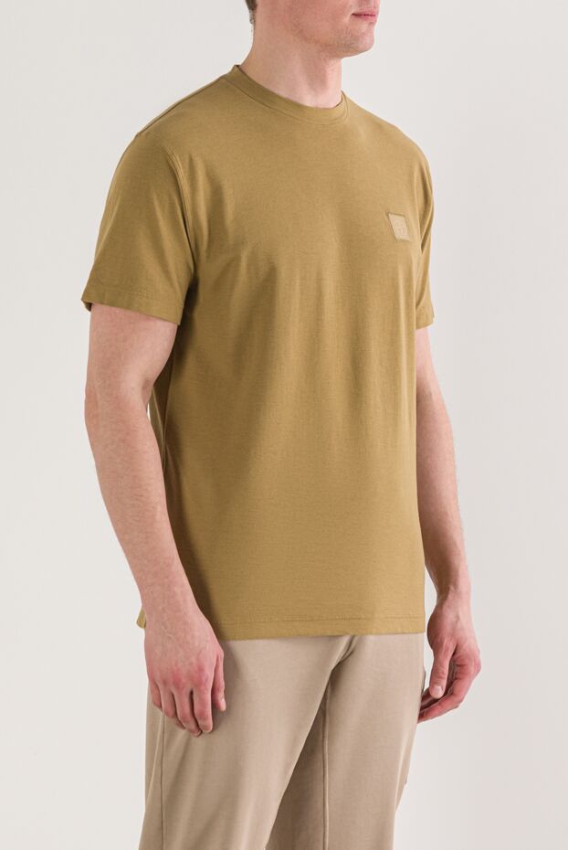 Stone Island men's mustard-colored cotton t-shirt 192890 - photo 3